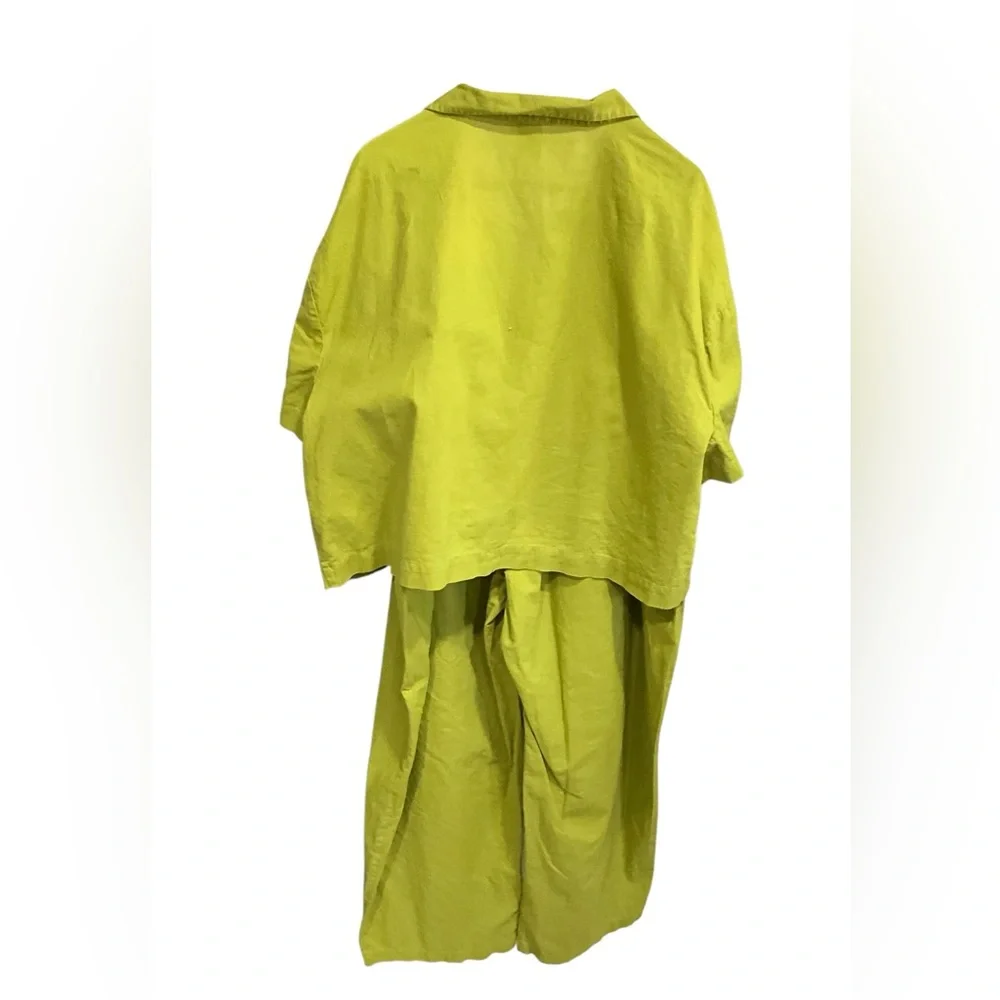 Lucy & Yak Lime Green Wide Leg Alfie Shirt and Freddie Trousers Set XL - Picture 8 of 10